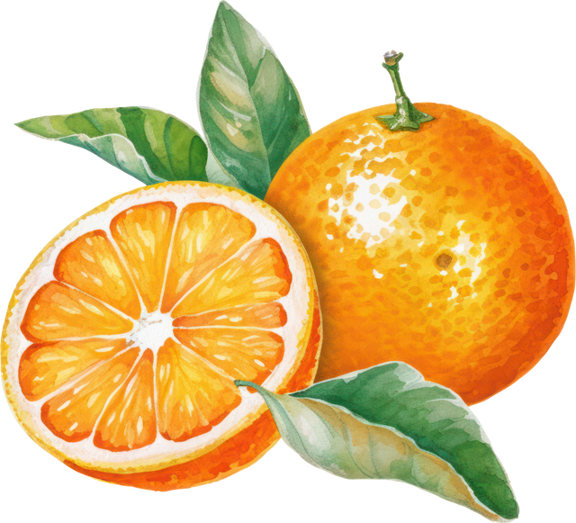 Orange Fruit Watercolor Illustration